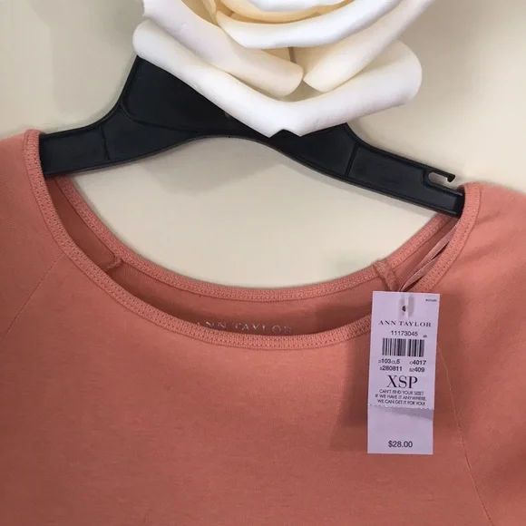 Ann Taylor Petite Ballerina Neck Cotton Stretch Top - Orange. Size XSP. NWT - Picture 5 of 6